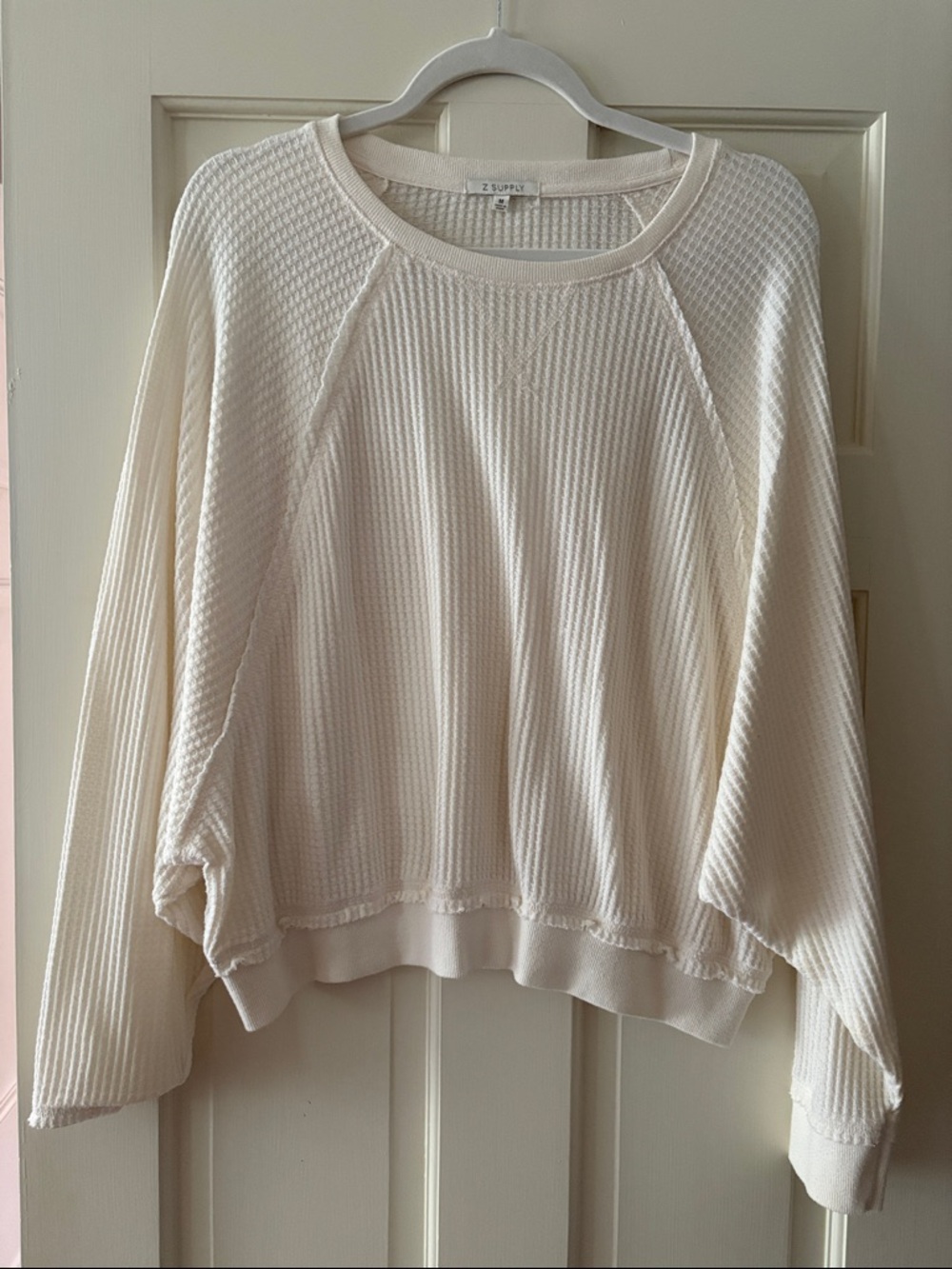 Z Supply Ivory/Cream Waffle Knit Pullover size M